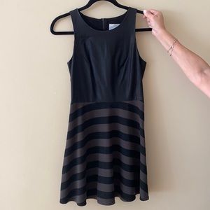 Addison Black Leather Top Flare Dress